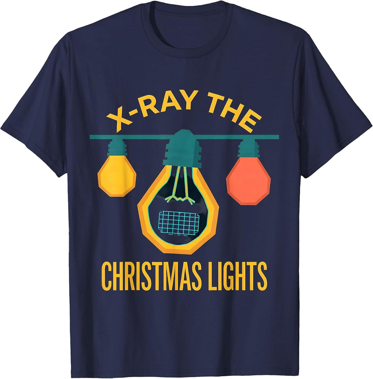 Men's X-Ray The Christmas Lights Funny Radiology Tech Christmas T-Shirt - Navy Blue