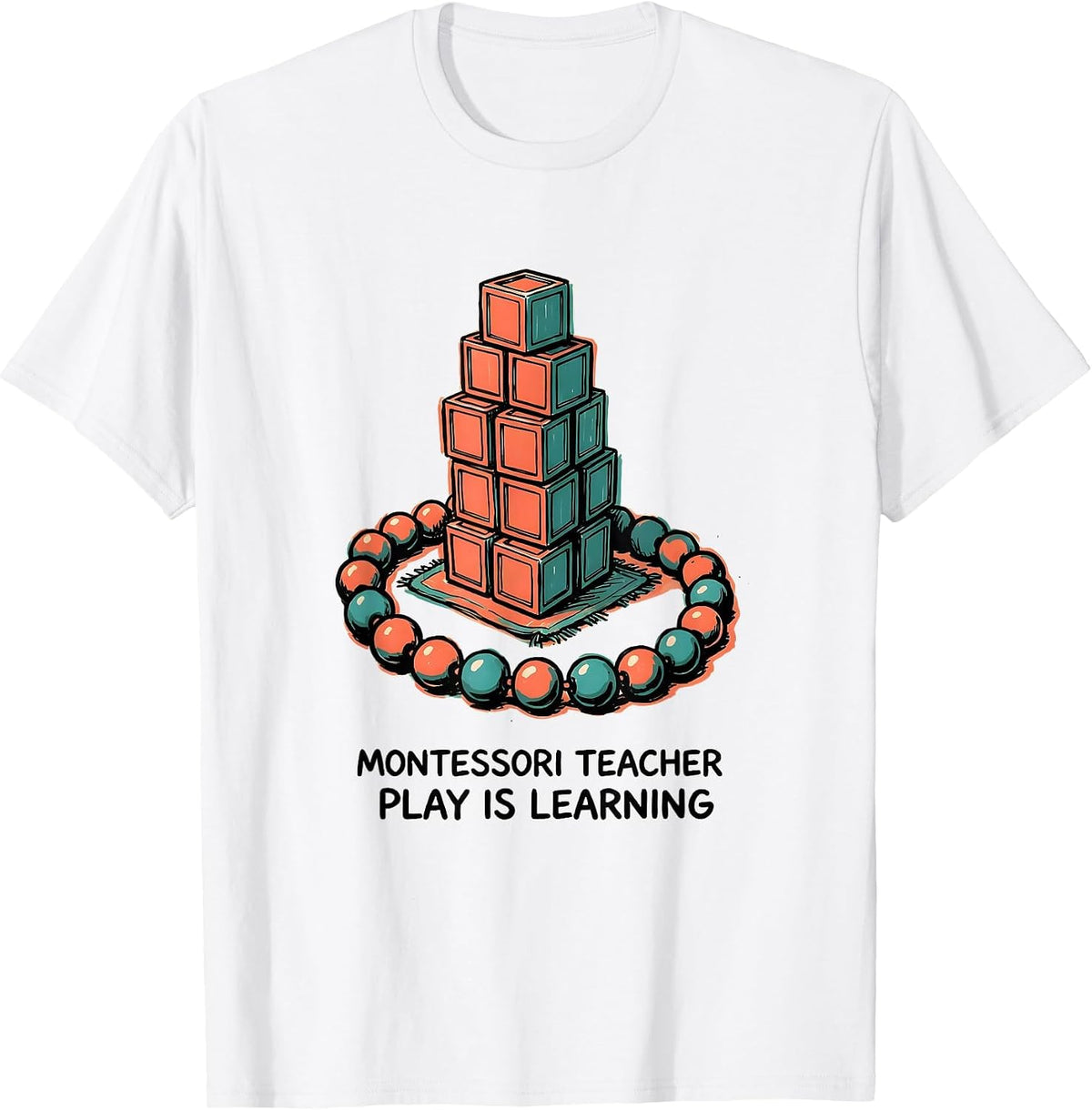 Men's Montessori Teacher Play Is Learning Preschool Educator Back T-Shirt - White