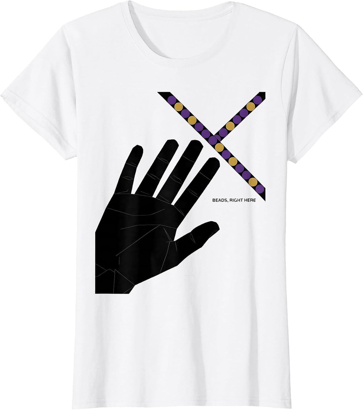Women's Beads Right Here Swiss International Mardi Gras Carnival T-Shirt - White