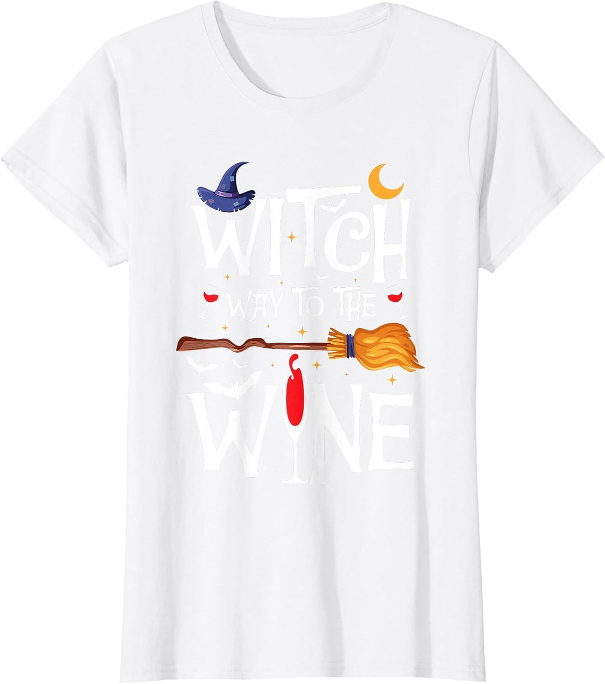 Witch Way to The Wine Halloween Party Costume T-Shirt - White