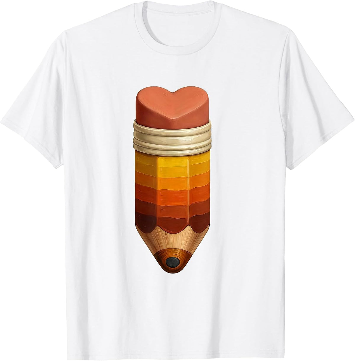 Men's Preschool Teacher Heart Eraser Pencil Graphic T-Shirt - White