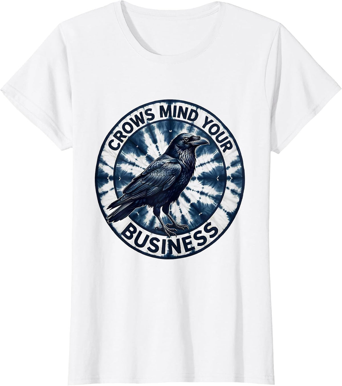 Women's Crows Mind Your Business Bold Graphic Design T-Shirt - White