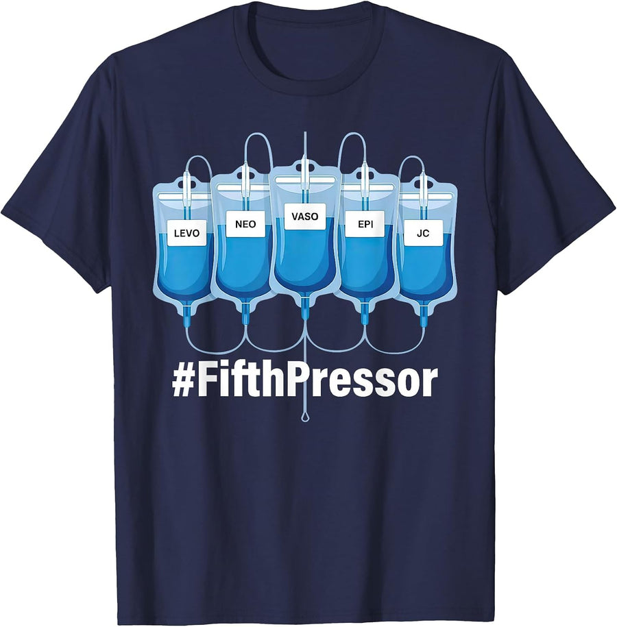 Jesus Christ Fifth Pressor Full Code ICU Nurse Pharmacist T-Shirt - Navy Blue