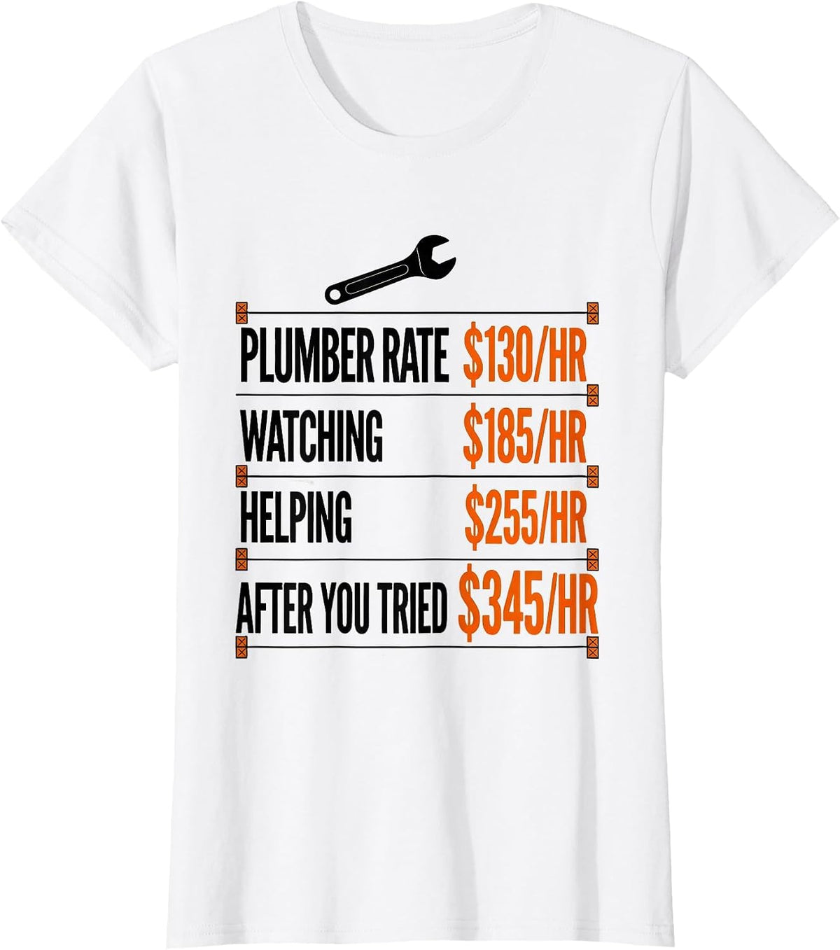 Women's Plumber Rate $130/hr Funny Plumber Gift T-Shirt - White