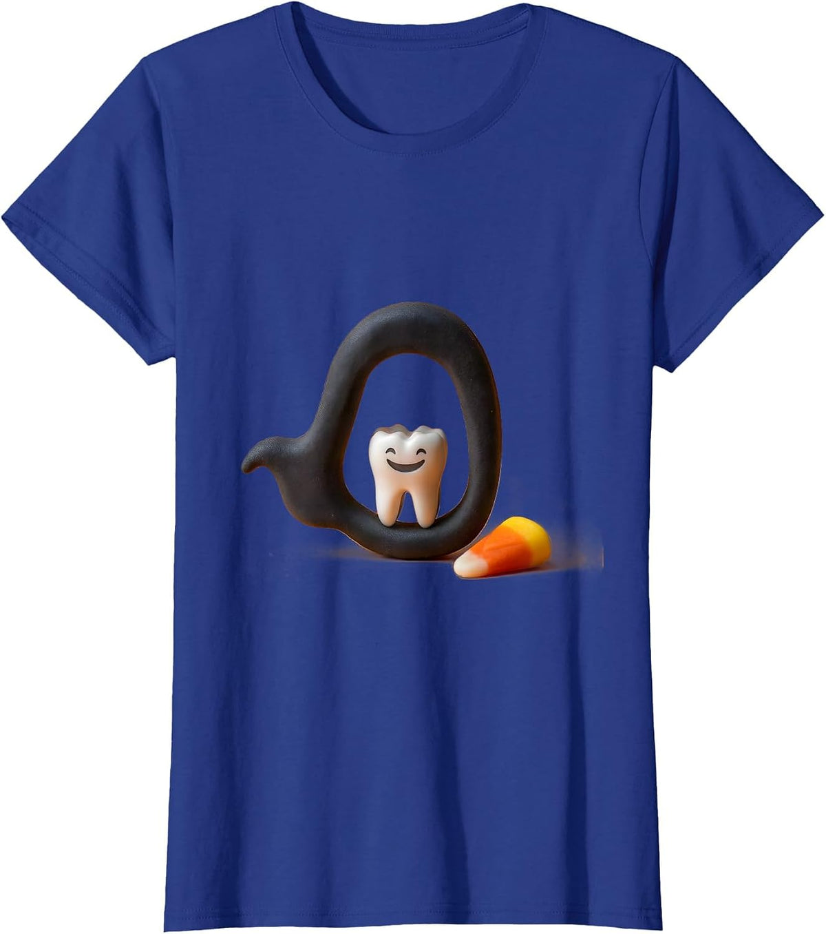 Women's Smiling Molar Ghost Floss Halloween Dentist Costume T-Shirt - Royal Blue
