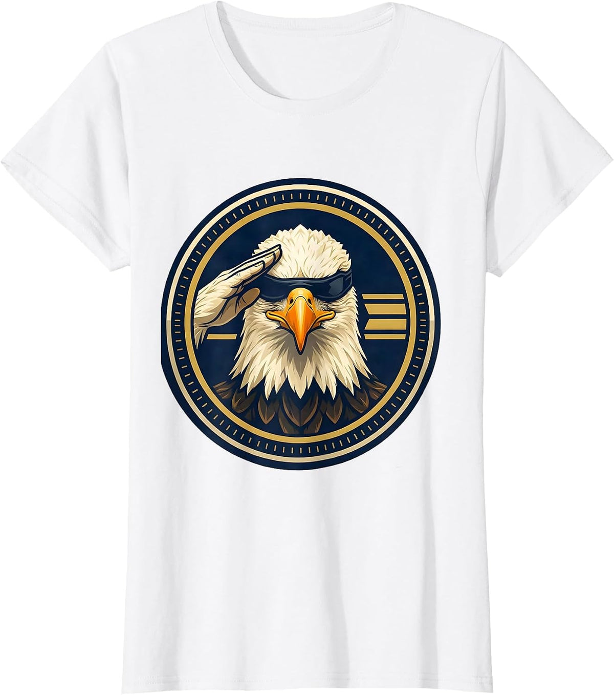 Women's Bald Eagle Self-Salute Emblem Eagle Lover Humor T-Shirt - White