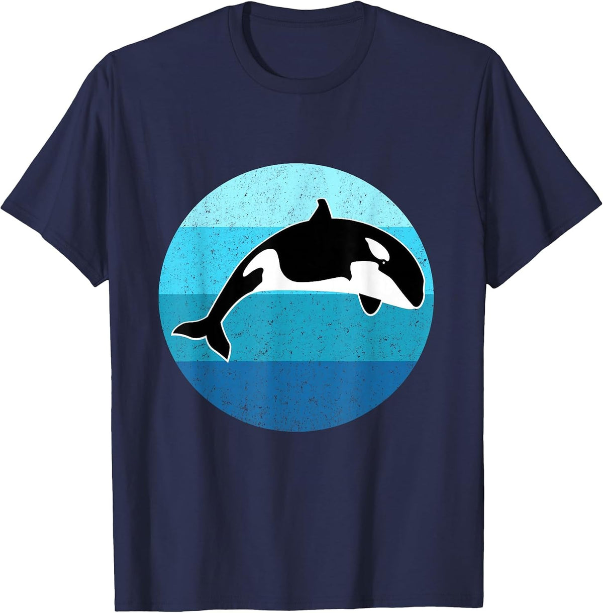 Orca Whale Whale Ocean Animal Retro Cetacean Lover T-Shirt - Navy Blue
