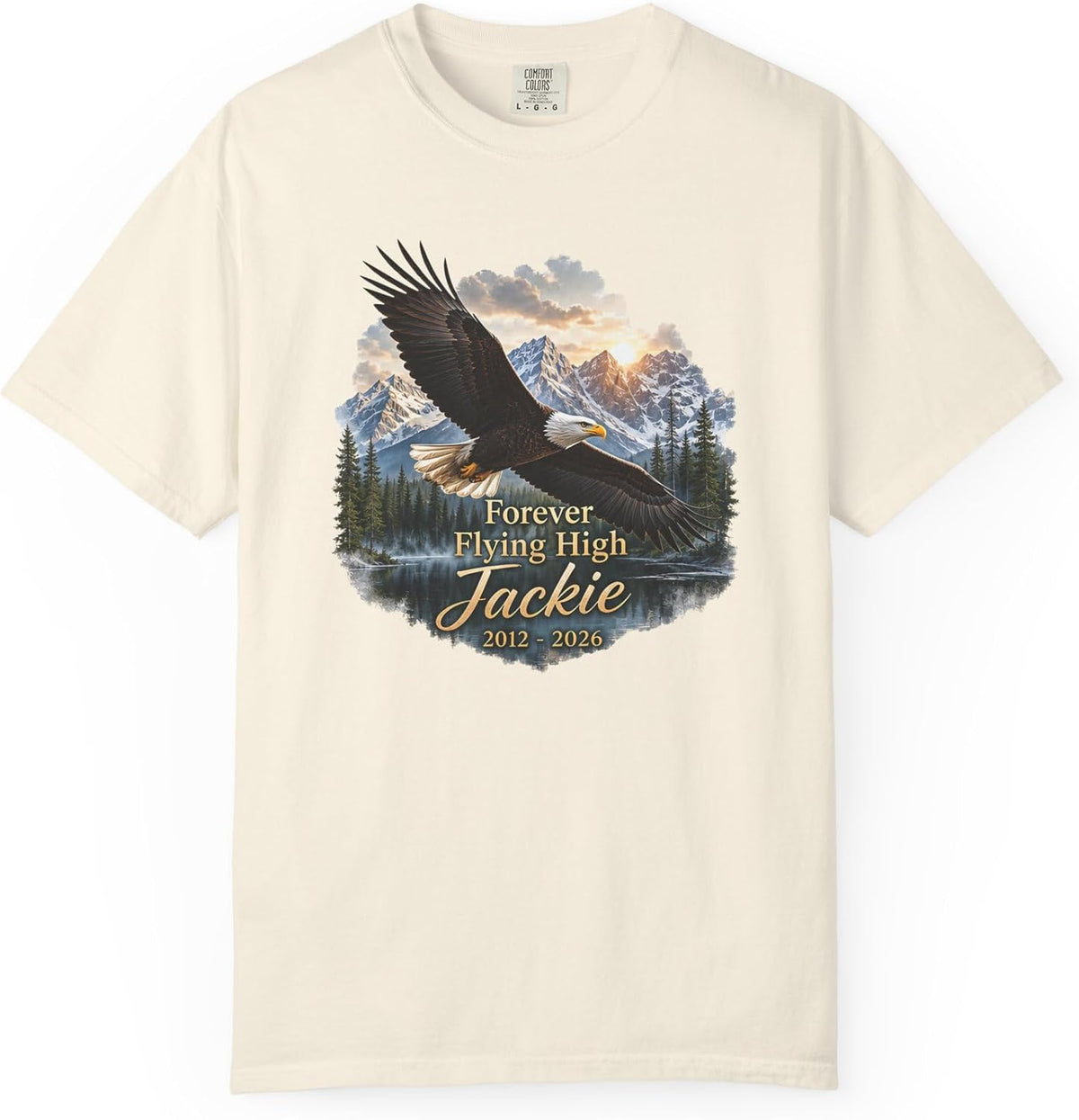 Jackie Bald Eagle Forever Flying High Wildlife Tribute Tee - Ivory