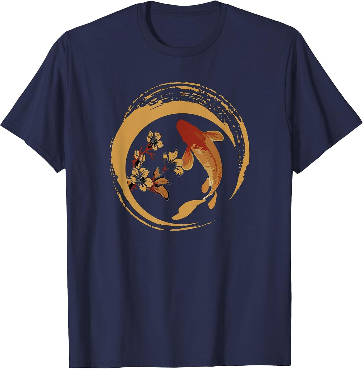 Koi Fish Japanese Koi Carp Cherry Blossom Sakura Nishikigoi T-Shirt - Navy Blue