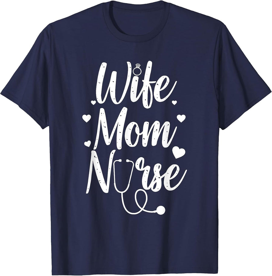 Cool Nurse for Women Mom Wife RN Nurses Medical Nursing CNA T-Shirt - Navy Blue