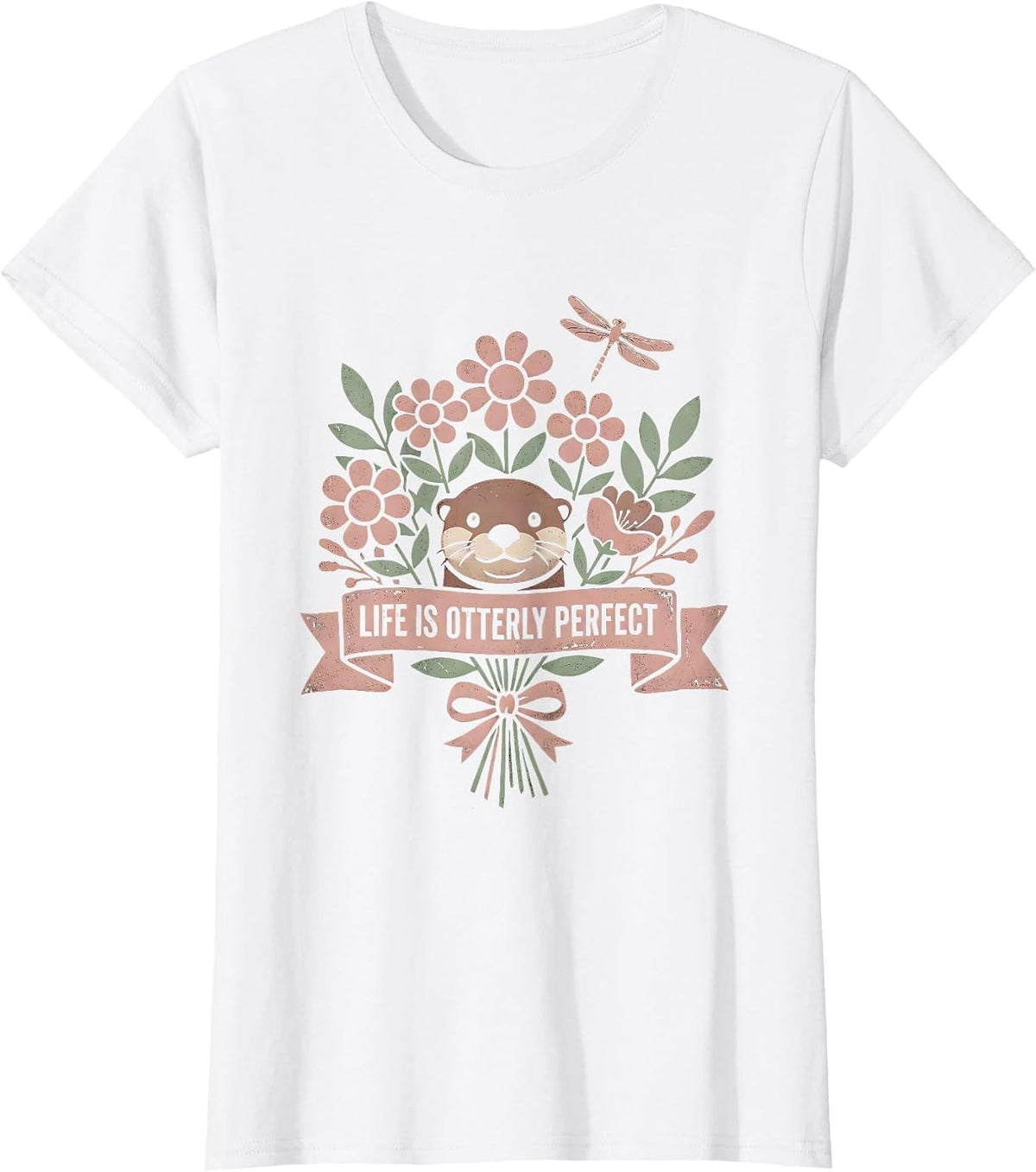 Life Is Otterly Perfect Cute Otter Design T-Shirt - White