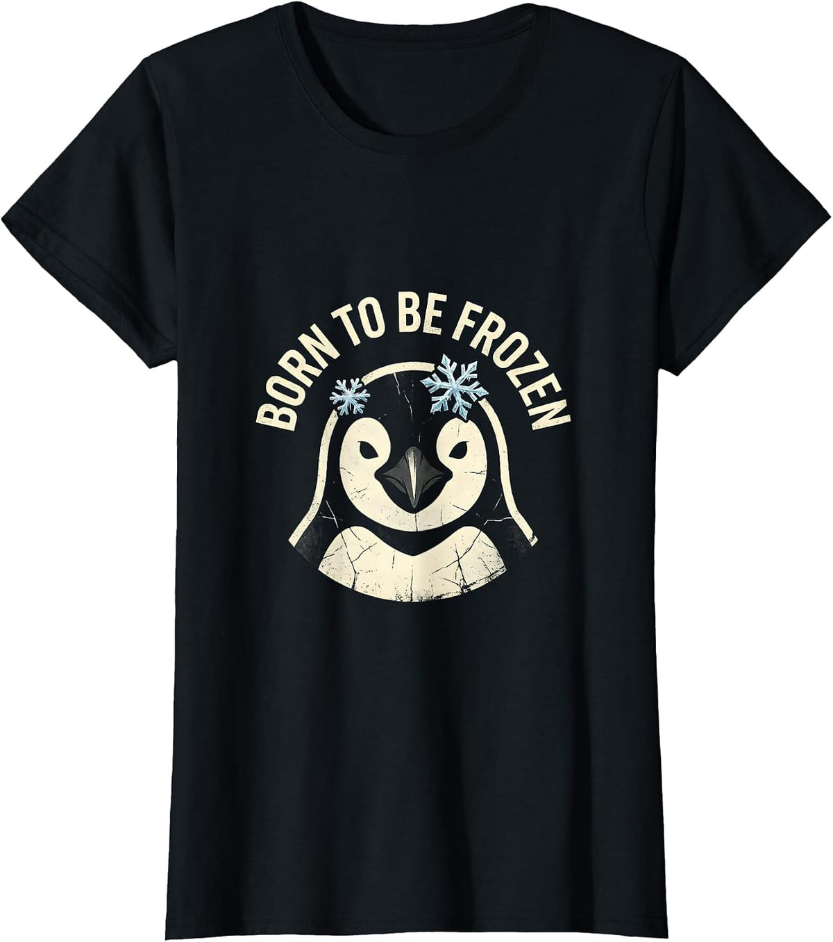 Born to Be Frozen Penguin Graphic Design T-Shirt - Black