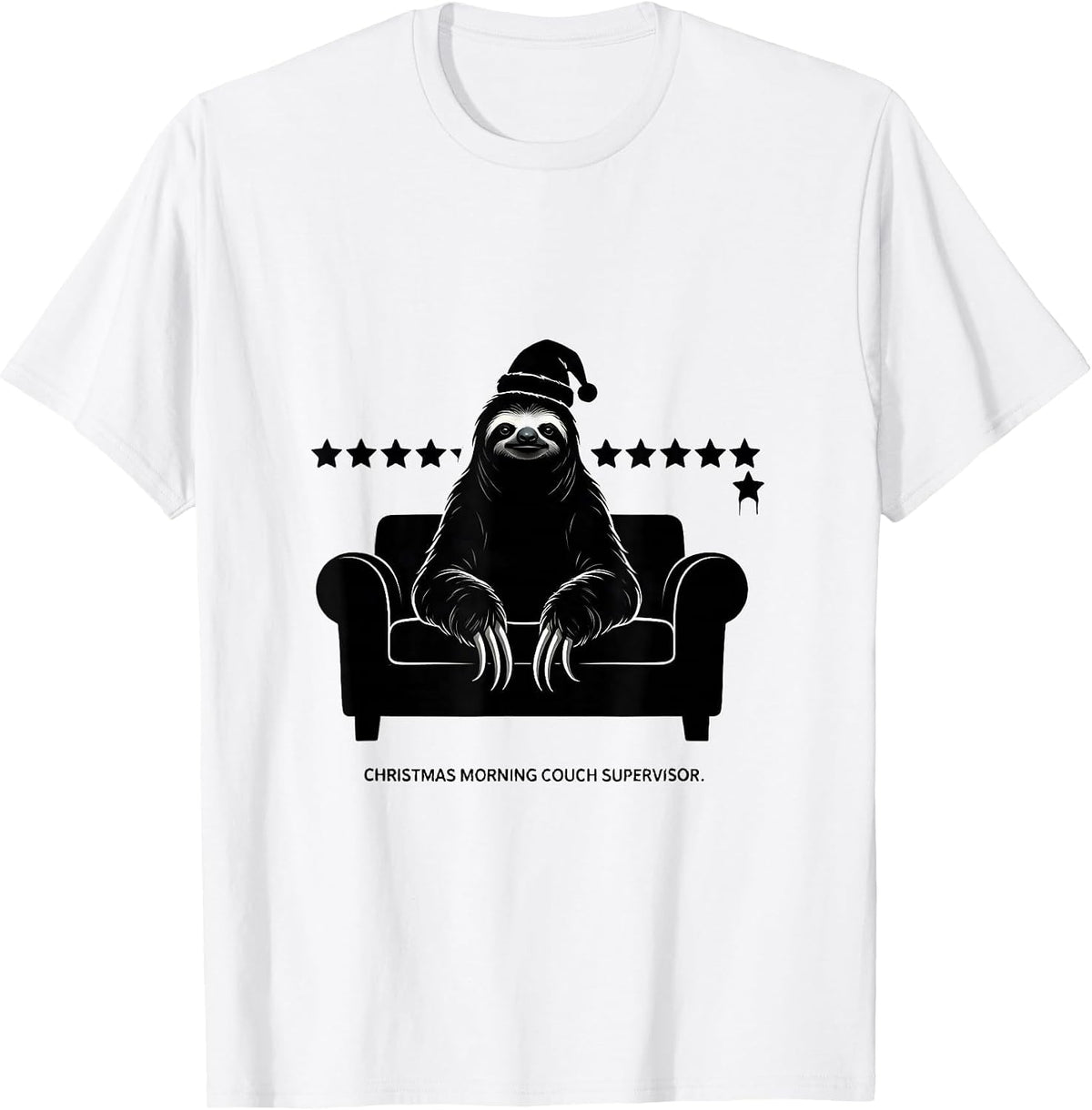 Men's Christmas Morning Couch Supervisor Funny Sloth Lover Gift T-Shirt - White