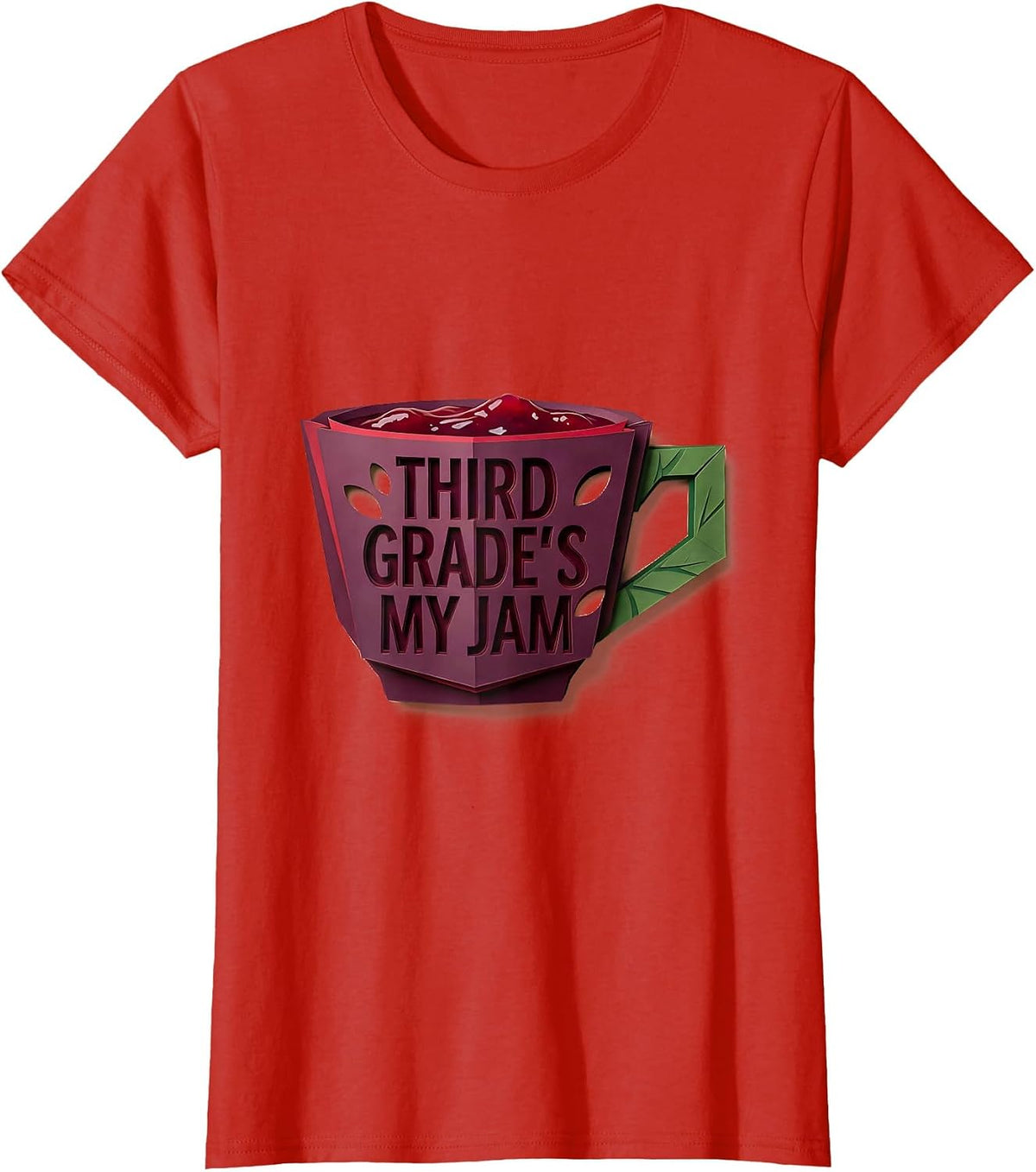 Women's Third Grade's My Jam Paper Cutout Back To School Teacher T-Shirt - Red