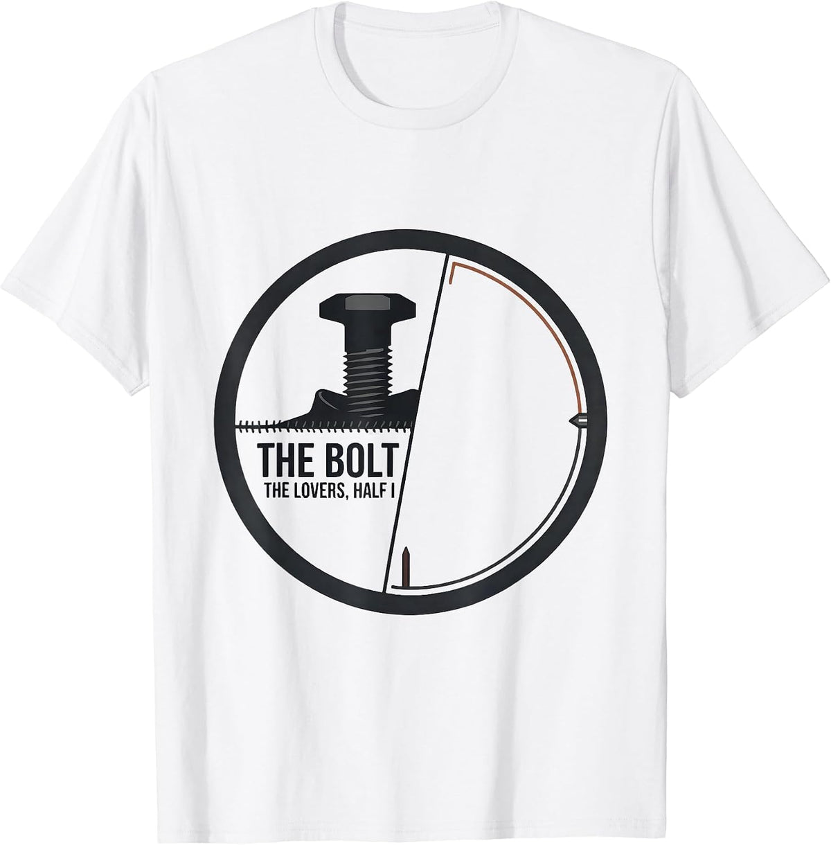 Men's THE BOLT THE LOVERS HALF I Retro Horror Romance Valentine T-Shirt - White