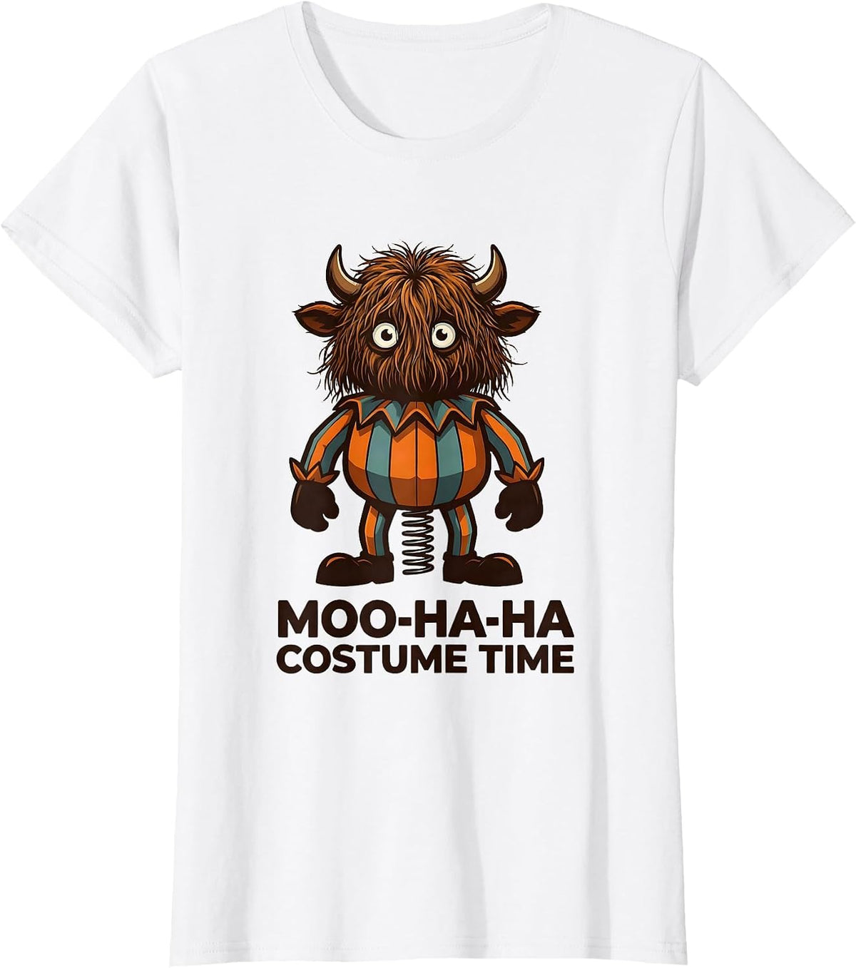 Moo-Ha-Ha Costume Time Funny Highland Cow Halloween Fall T-Shirt - White