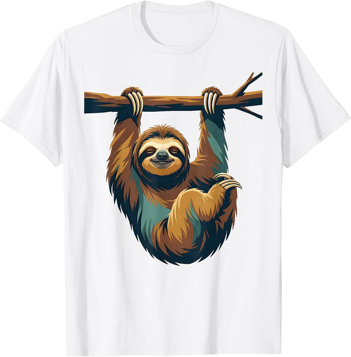 Men's Exhausted Sloth Hanging From a Branch T-Shirt - White