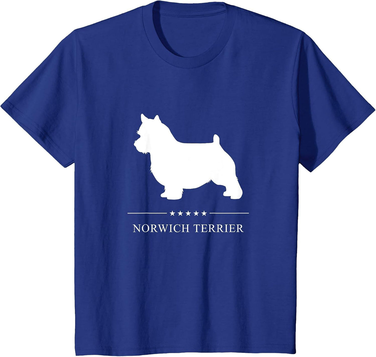Norwich Terrier Dog White Silhouette T-Shirt - Royal Blue