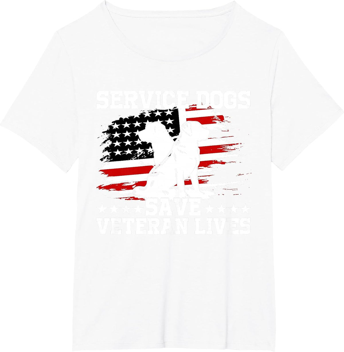 Service Dogs Save Veteran Lives American Flag Veterans Day T-Shirt - White
