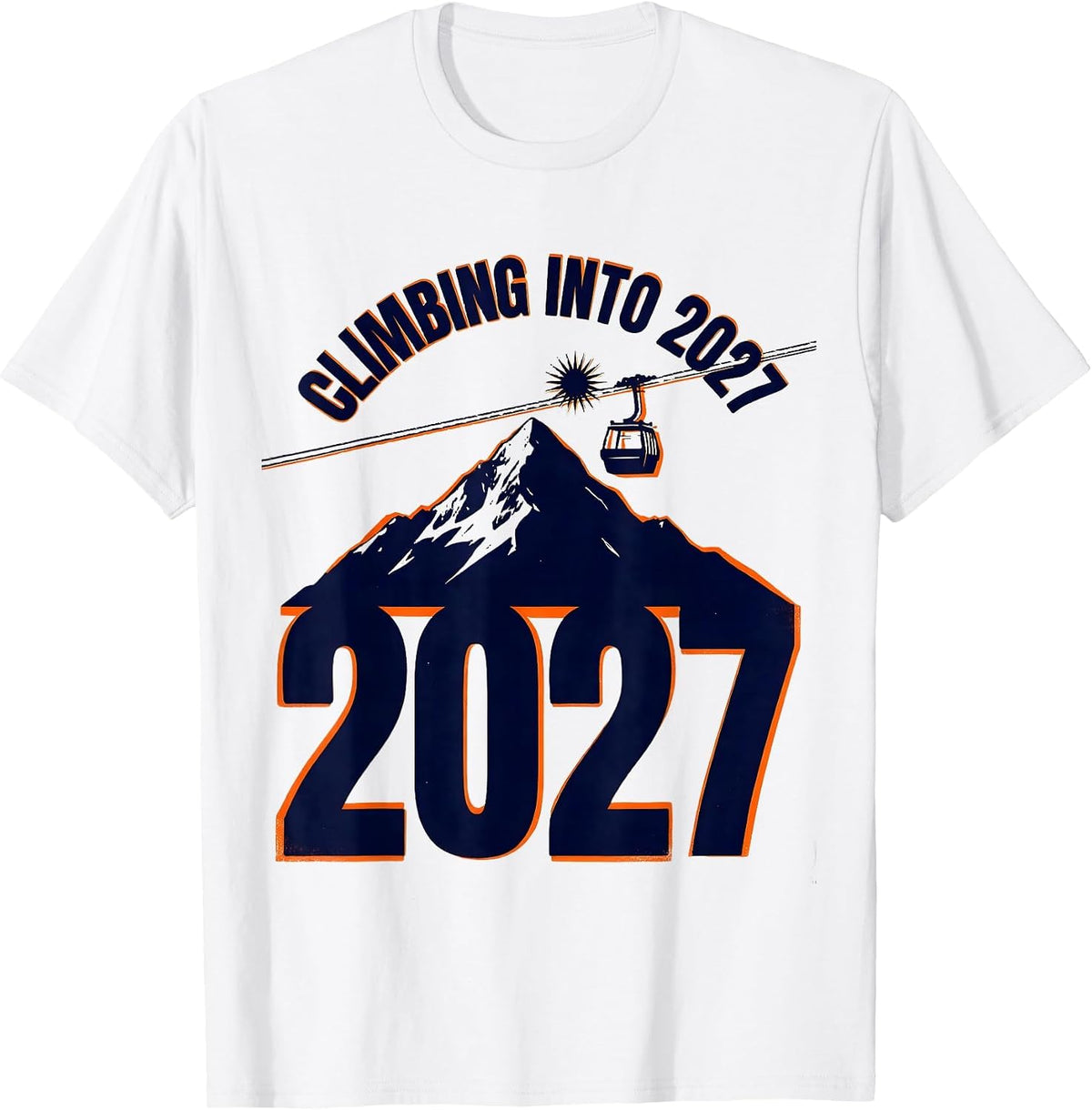 Men's Climbing Into 2027 Screenprint Poster New Year Family Party T-Shirt - White