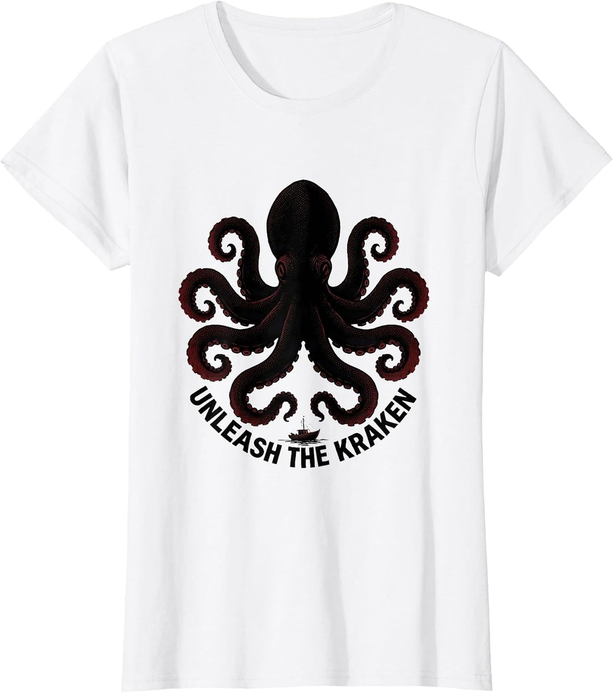 Unleash The Kraken Blackwork Dotwork Octopus Lover Vintage T-Shirt - White