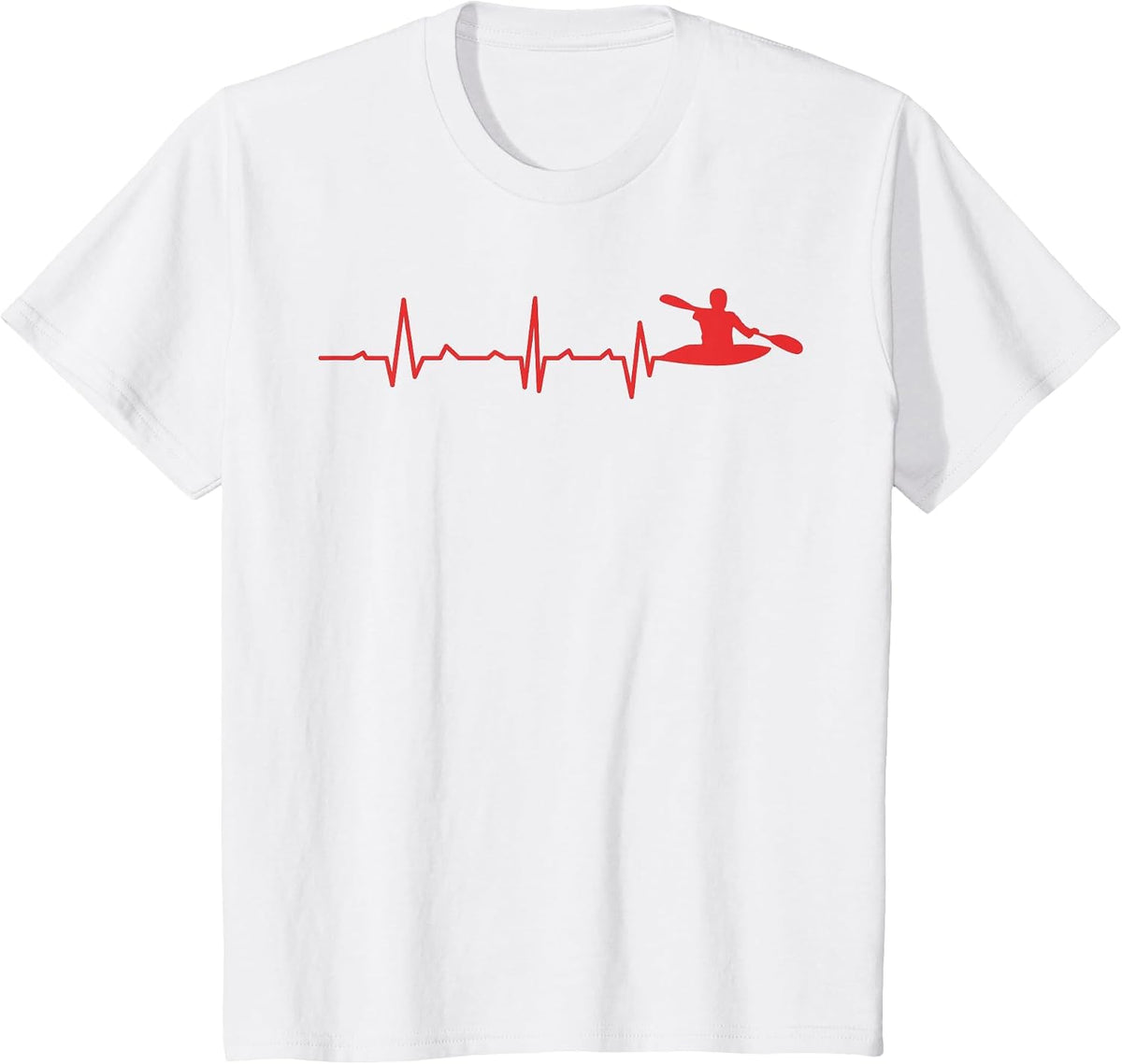Kayak Heartbeat Line Design for Paddling Fans T-Shirt - White