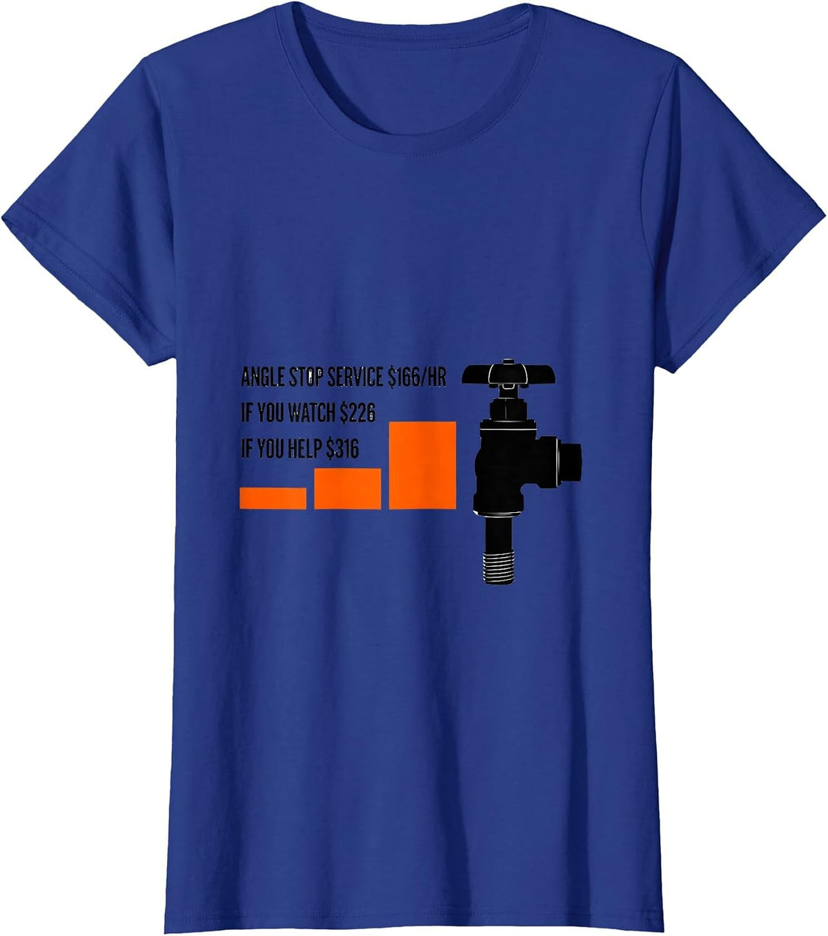 Women's Angle Stop Service Funny Plumber Dad Joke T-Shirt - Royal Blue