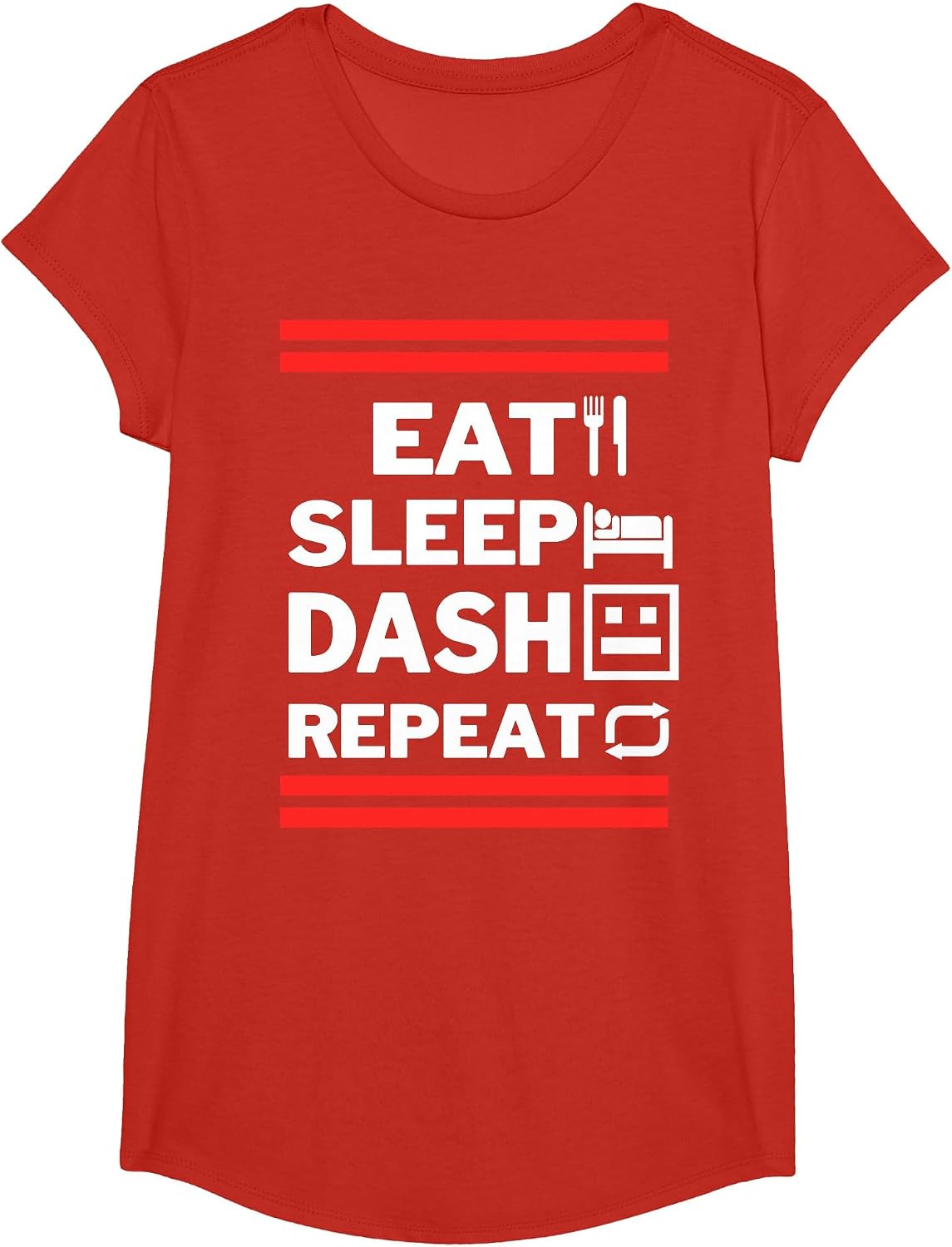 Eat Sleep Dash Repeat Video Game T-Shirt - Girls Red