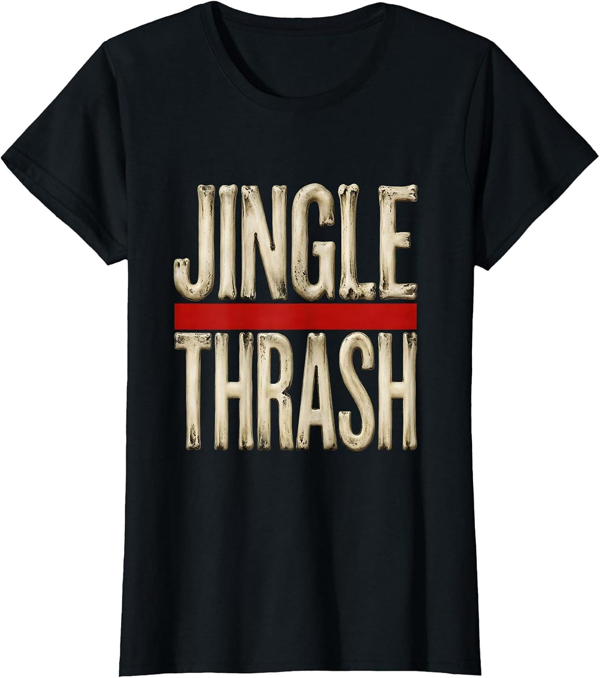 Jingle Thrash Heavy Metal Santa Rocker Christmas Humor T-Shirt - Black