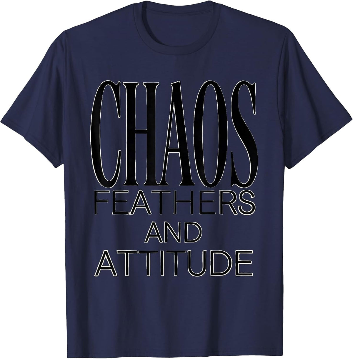 Men's Chaos Feathers and Attitude Crow Design T-Shirt - Navy Blue