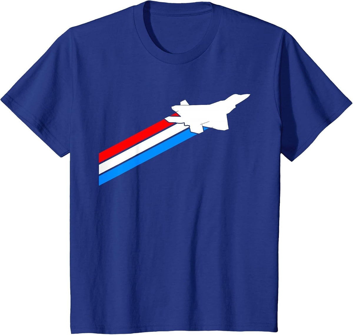 F-22 Raptor Fighter Jet Patriotic 4th July American Flag T-Shirt - Royal Blue