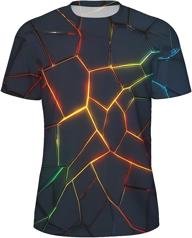 Men's Colorful Dots Graphic T-Shirts Casual Short Sleeve Fashion 3D Printed Tees - Geometric Cracks