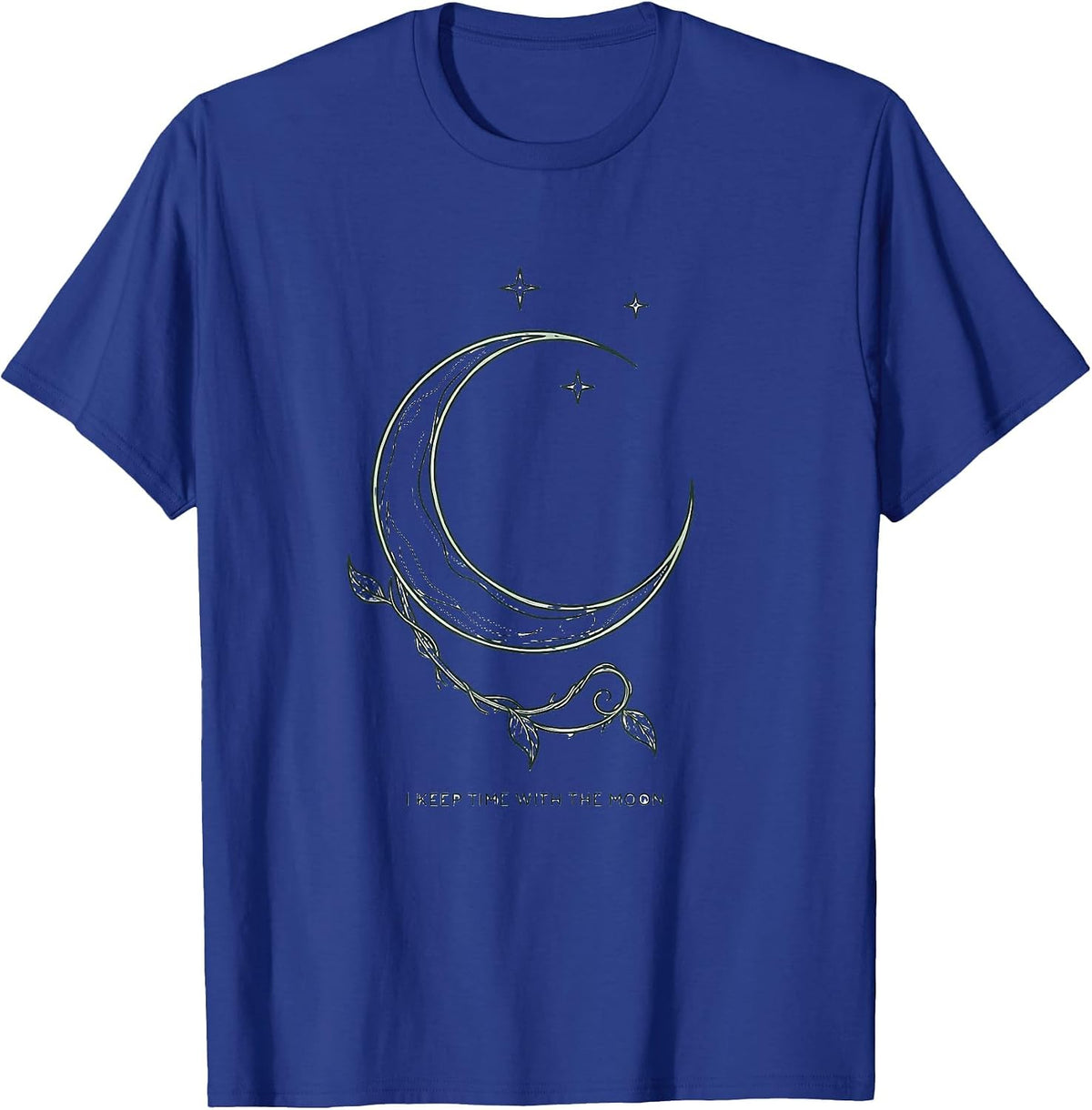I Keep Time With The Moon Boho Minimalist Celestial Moon T-Shirt - Royal Blue