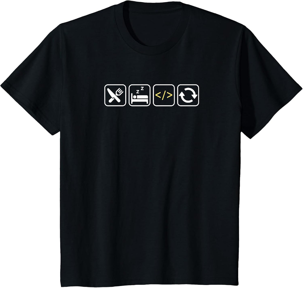 Eat Sleep Code Repeat | Funny Humor for Coders & Programmers T-Shirt - Black