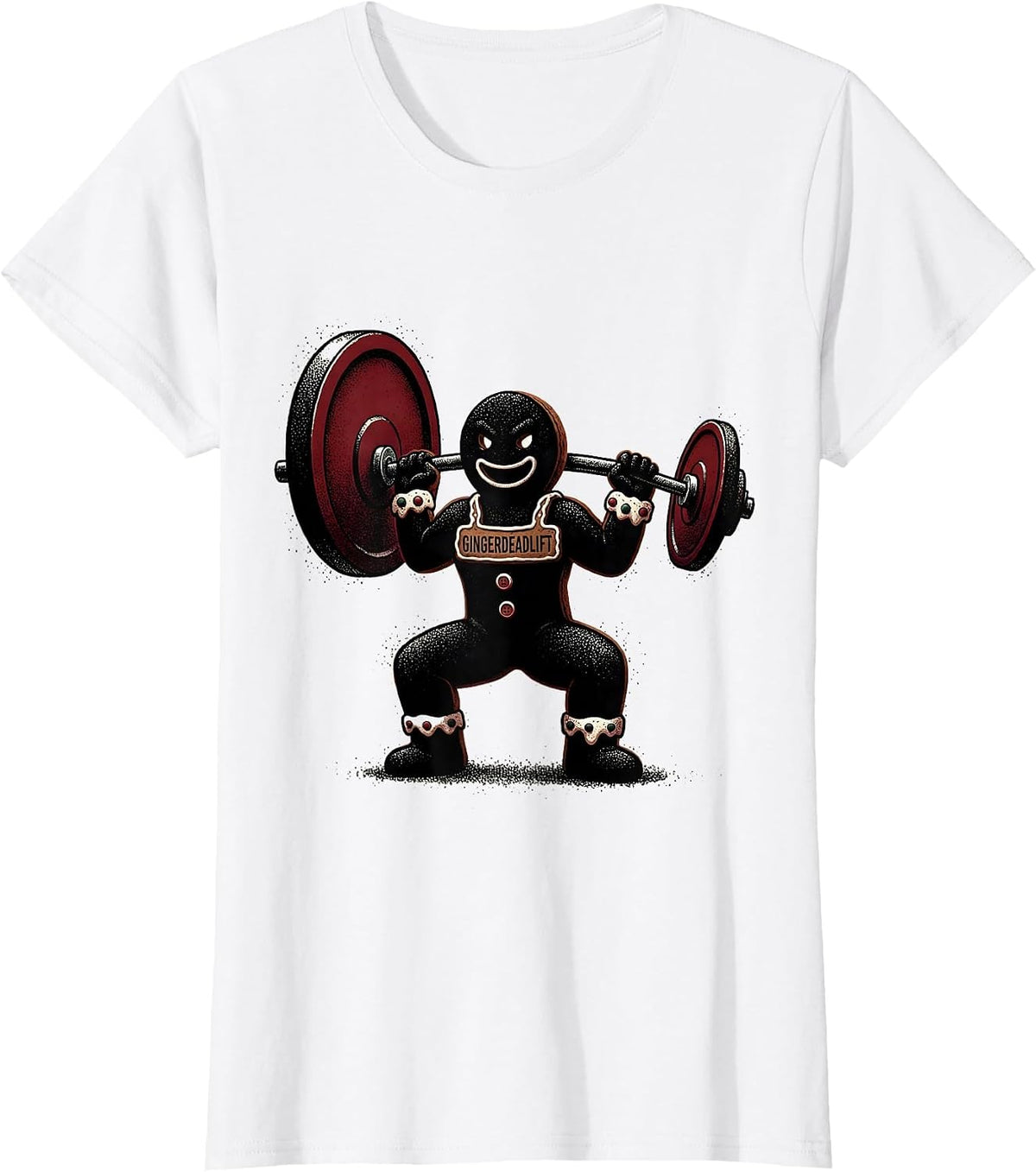 Women's Gingerdeadlift Funny Gingerbread Weightlifting Christmas Gym T-Shirt - White