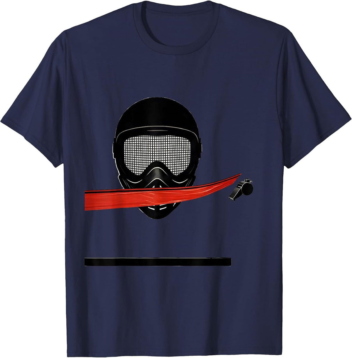 Fencing Mask Minimalist Fencer Sport Humor T-Shirt - Navy Blue