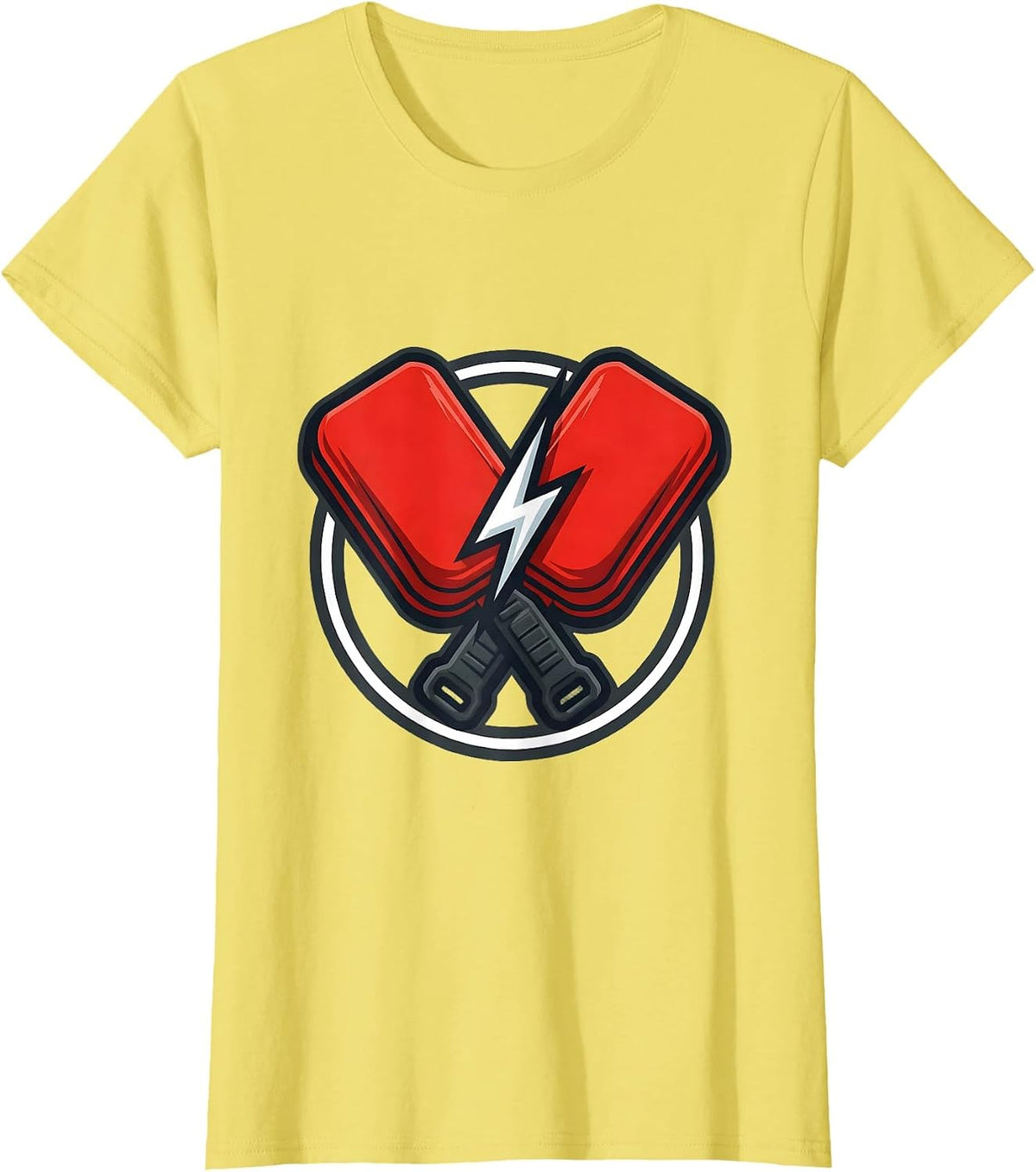 Women's EMT Defibrillator Paddles Electric Arc Graphic T-Shirt - Lemon Yellow