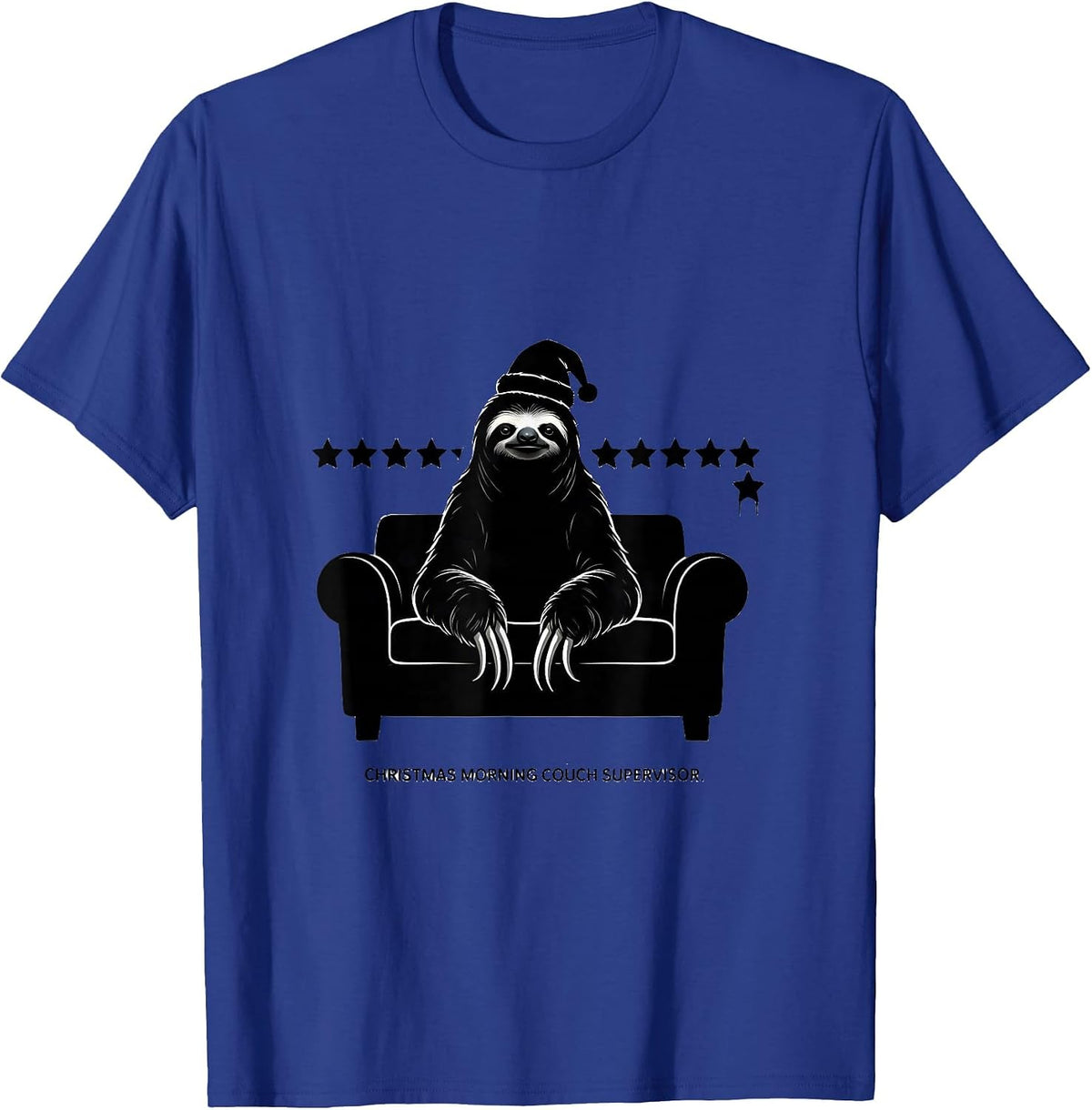 Men's Christmas Morning Couch Supervisor Funny Sloth Lover Gift T-Shirt - Royal Blue