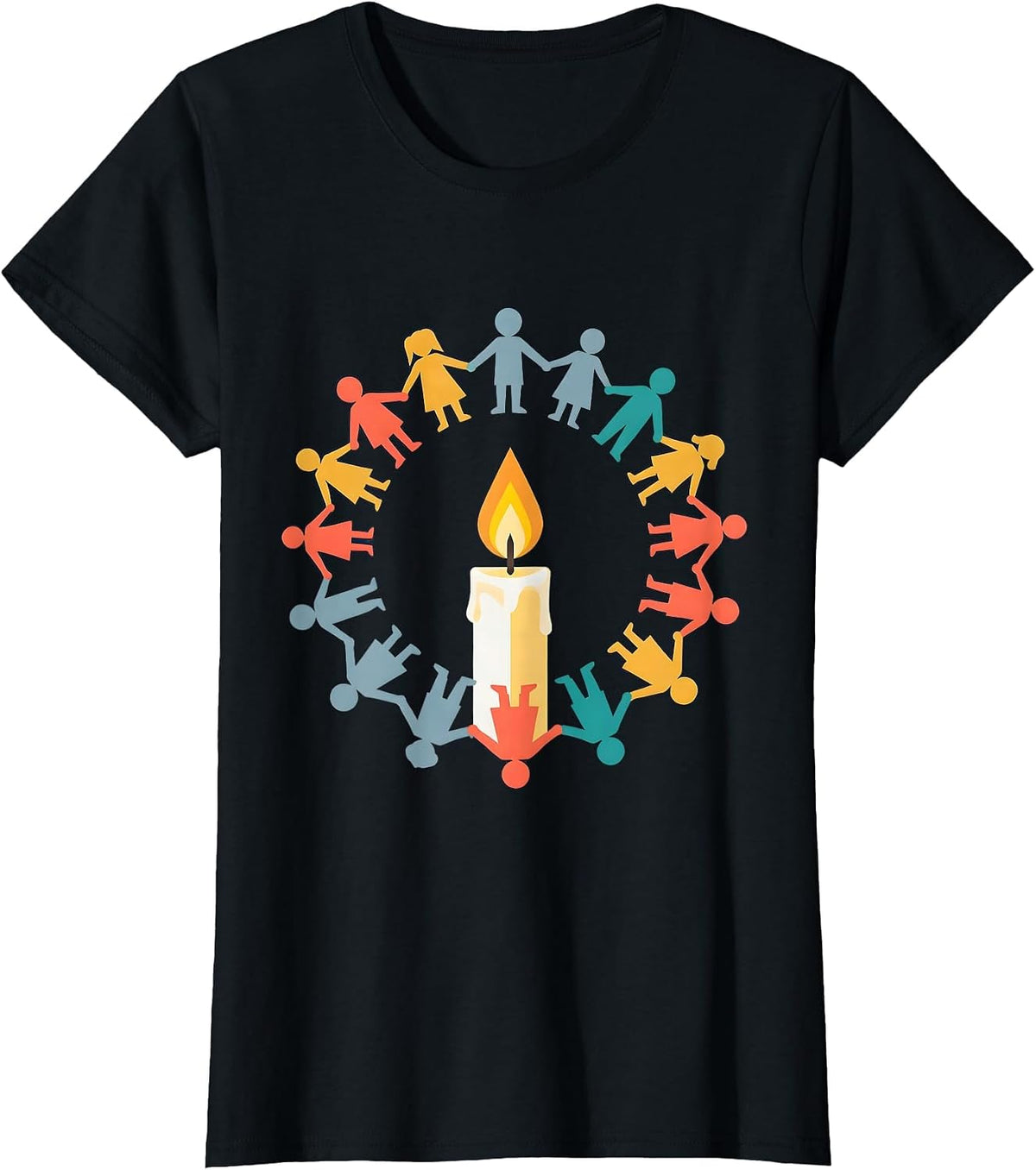 Patriot Day Kids Candle Unity Remembrance Design T-Shirt - Black
