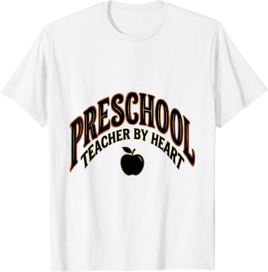 Men's Preschool Teacher By Heart Sentimental Classroom Teacher T-Shirt - White