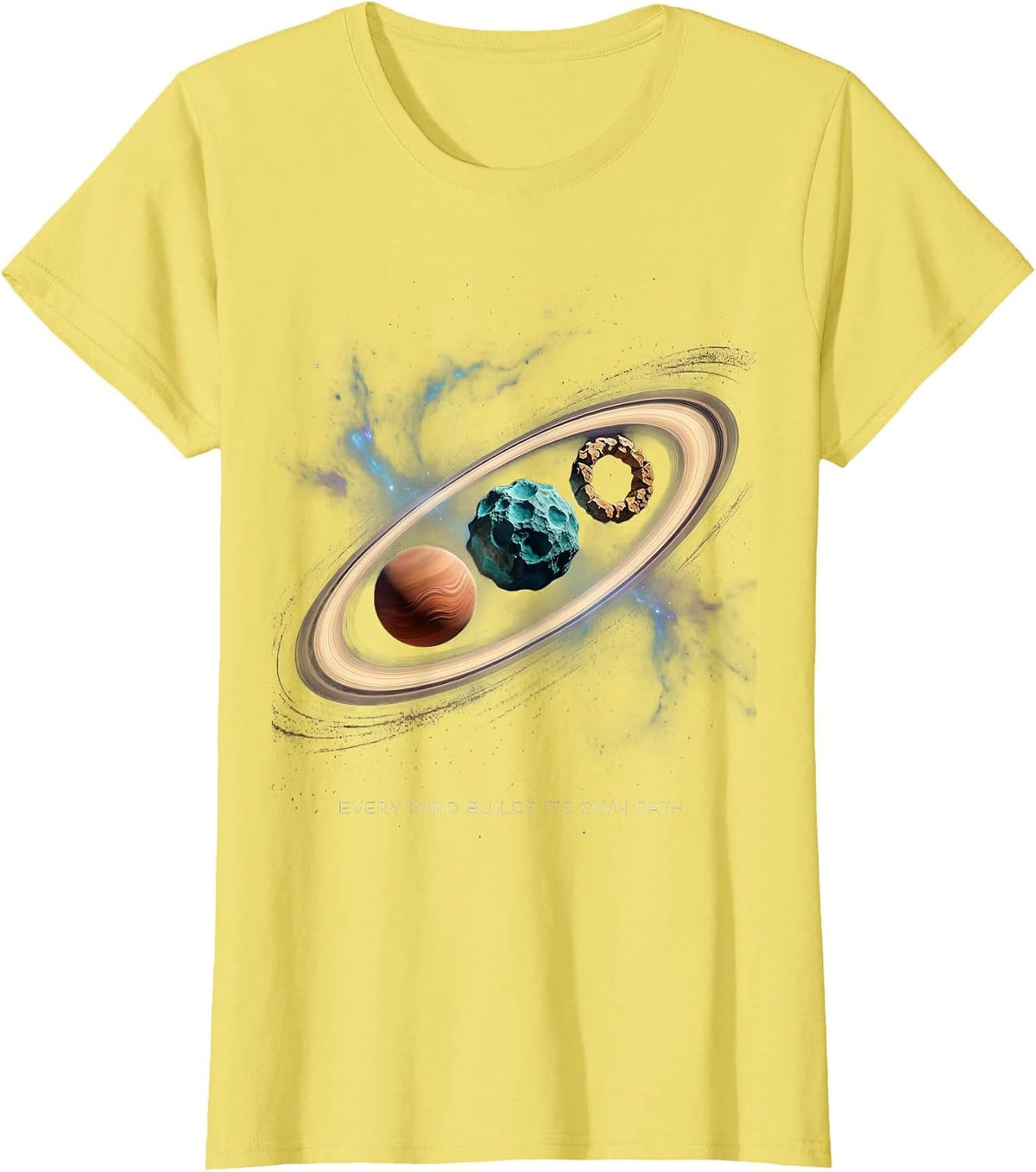 Women's Every Mind Builds Its Own Path Cosmic Neurodiverse Universe T-Shirt - Lemon Yellow