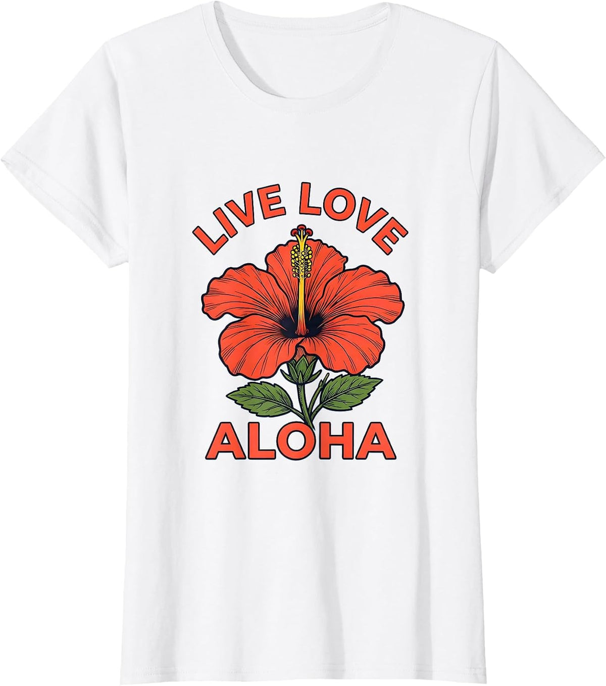 Live Love Aloha Hawaiian Spirit Design T-Shirt - White