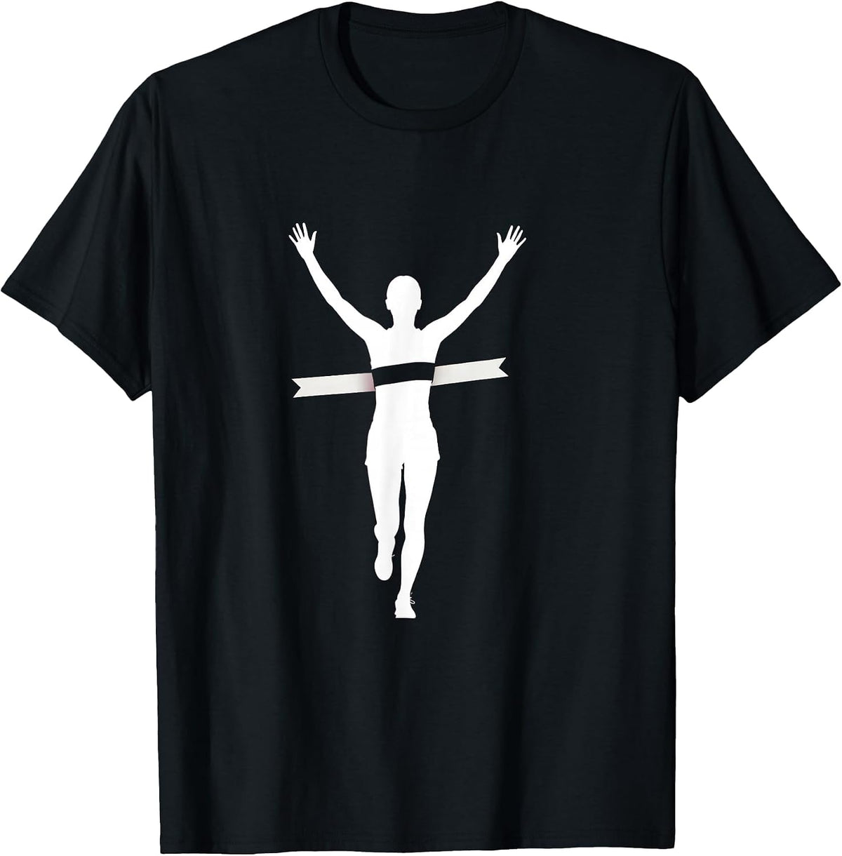 Men's Runner Crossing the Finish Line Graphic Tee T-Shirt - Black