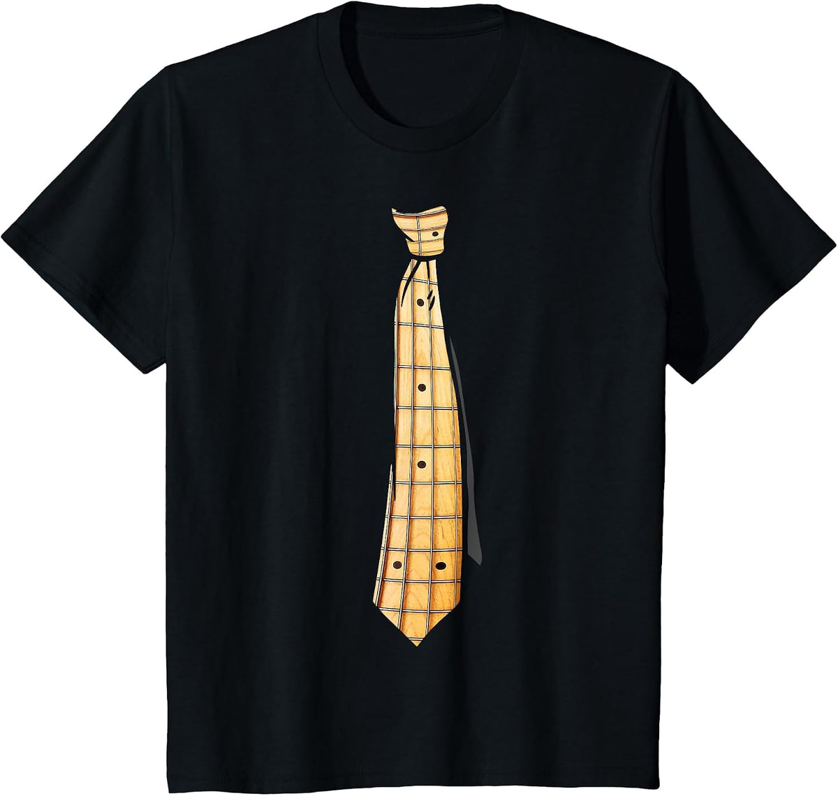 Bass Guitar Fretboard Tie Funny for Bassist T-Shirt - Black