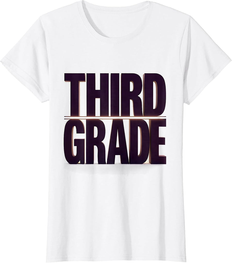 Women's Third Grade Minimalist Back To School Girl Teacher T-Shirt - White