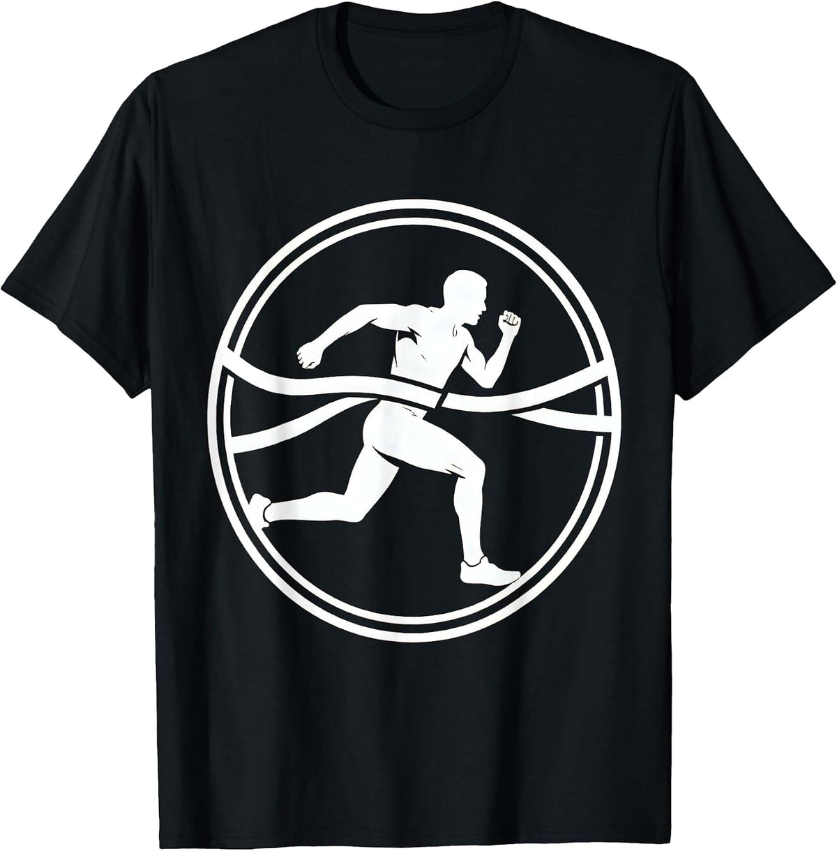 Men's Runner Bursting Through Finish Line Graphic Tee T-Shirt - Black