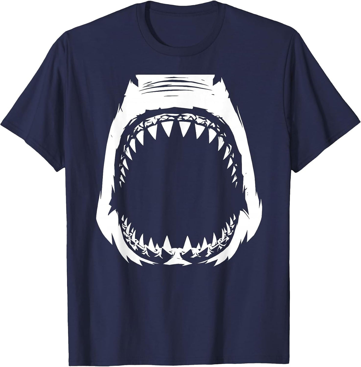 Close-Up Shark Jaws Graphic Tee T-Shirt - Navy Blue