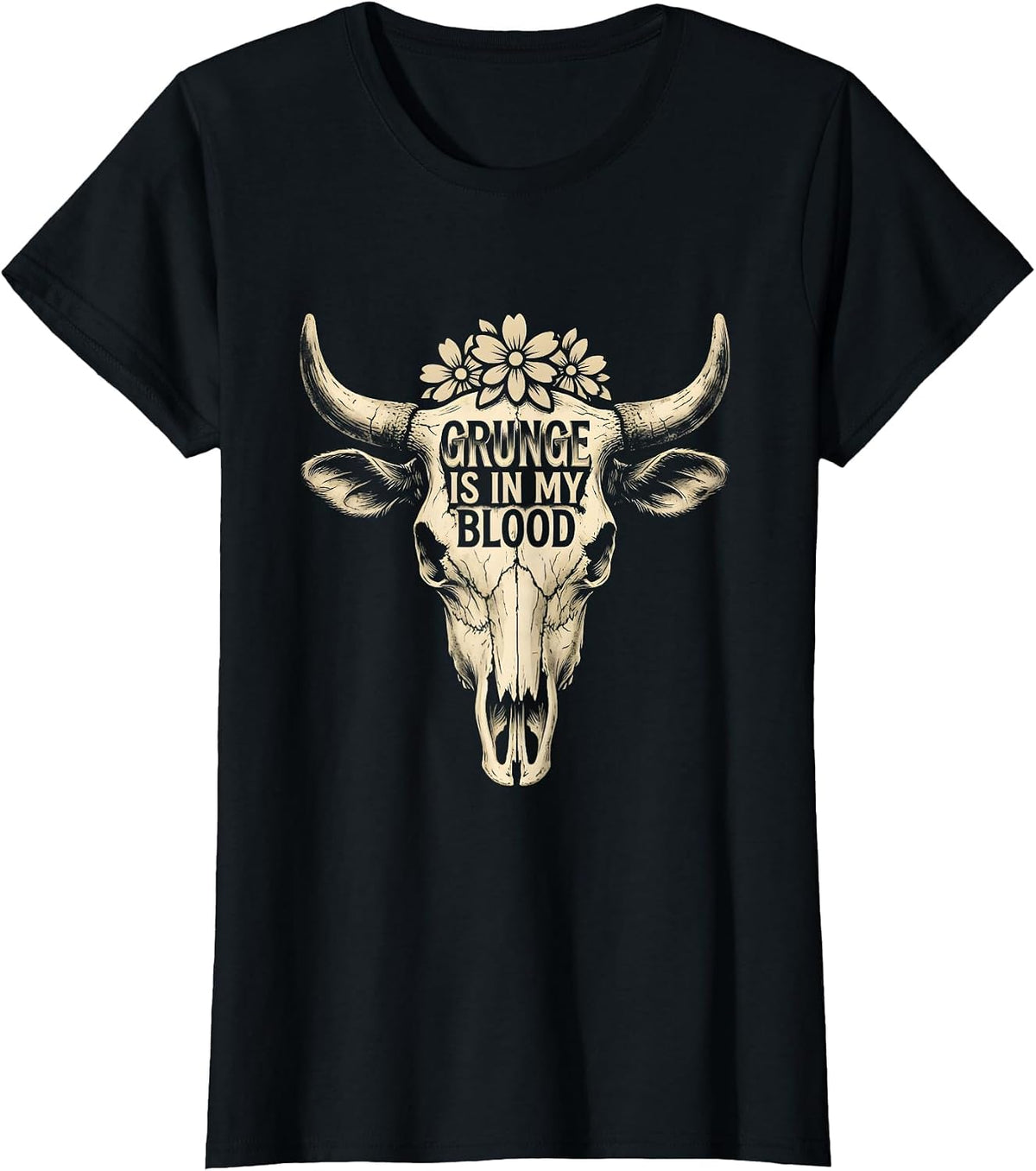 Grunge Is In My Blood 90s Rock Culture Design T-Shirt - Black