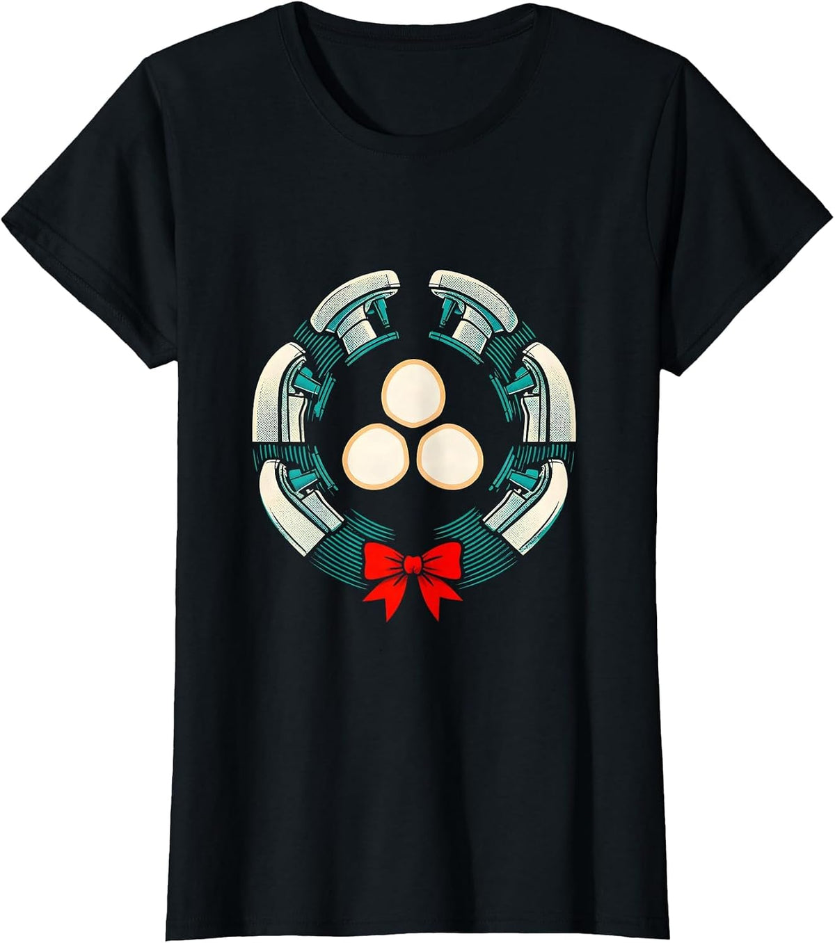 Women's Radiotherapy Tech Christmas Badge Humor T-Shirt - Black