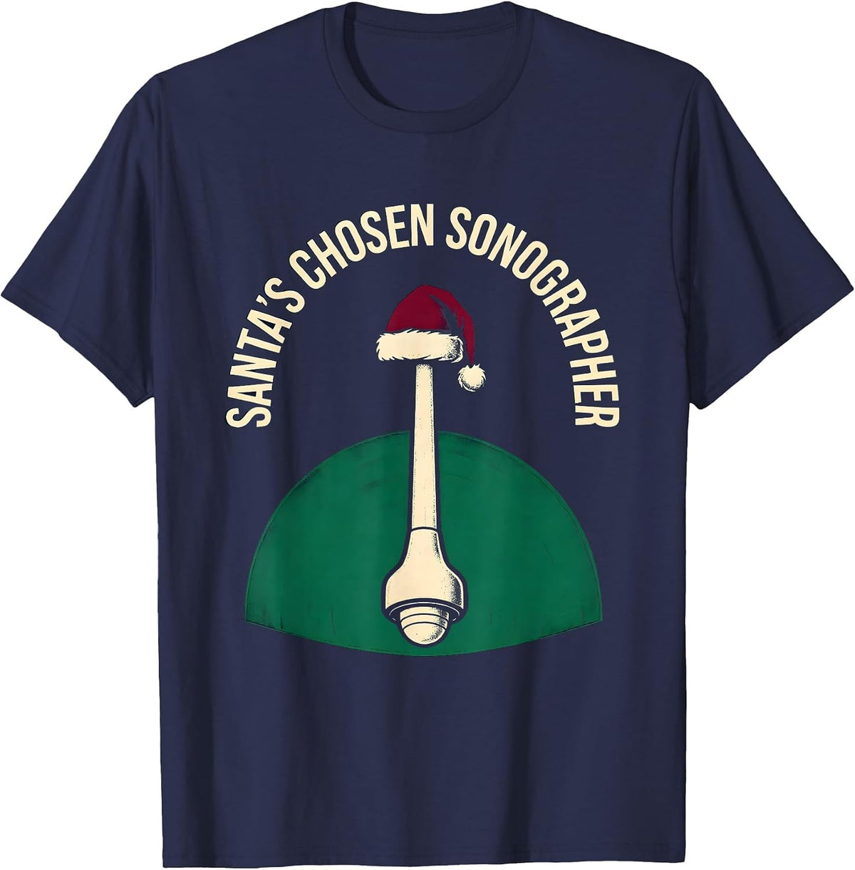 Men's Santa's Chosen Sonographer Funny Radiology Tech Christmas T-Shirt - Navy Blue